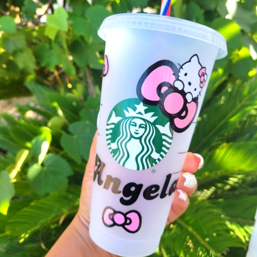 24 oz Personalized HELLO KITTY STARBUCKS TUMBLER